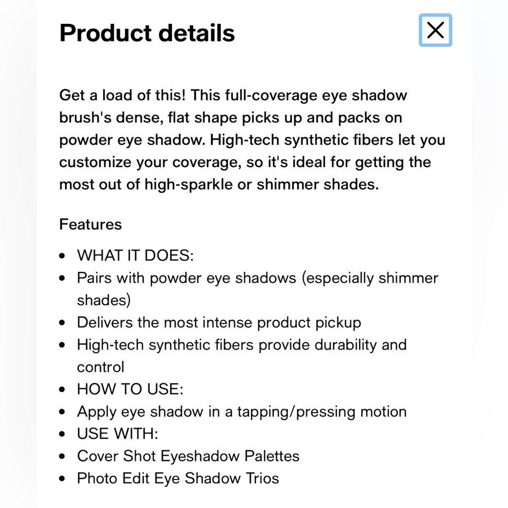 Smashbox Full Coverage Shadow Brush - Discontinued - Picture 3 of 3